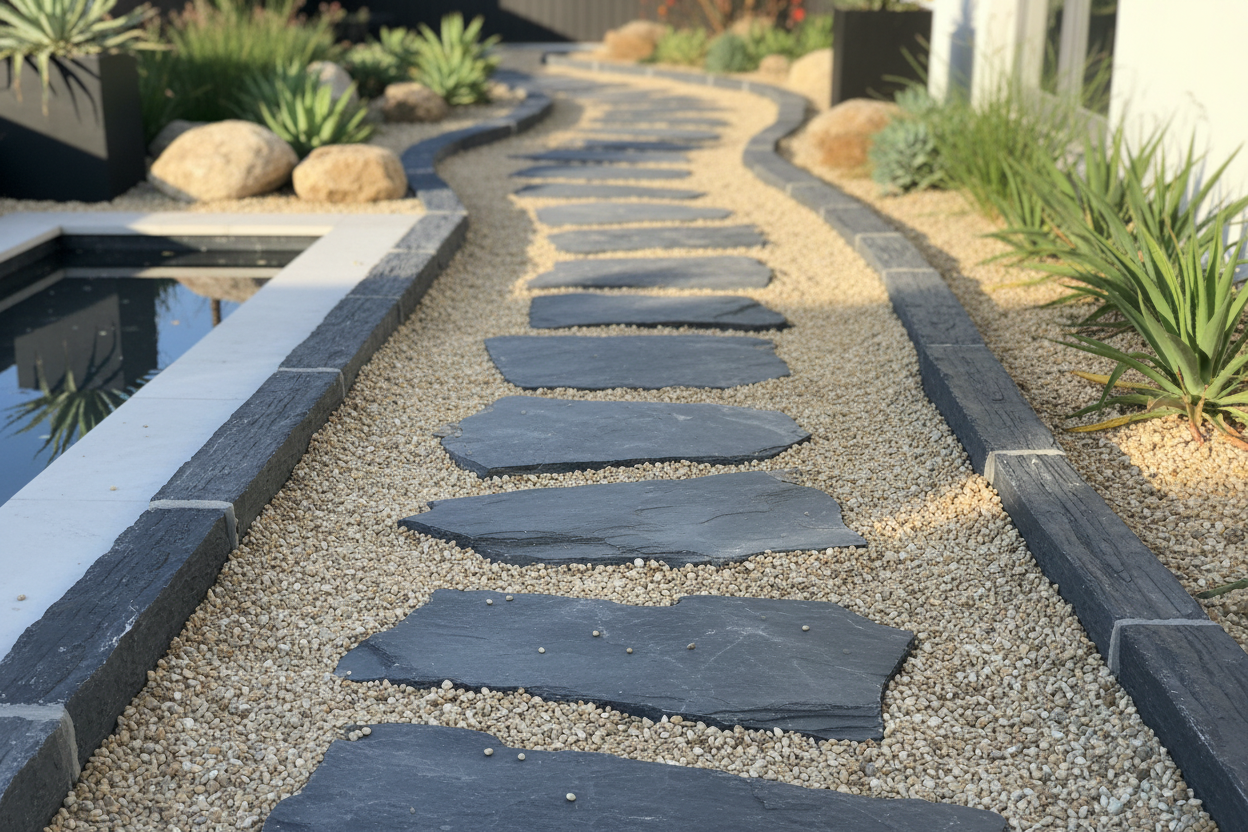 Bordillo de Pizarra rústica Oxido Xisto - Vetonek