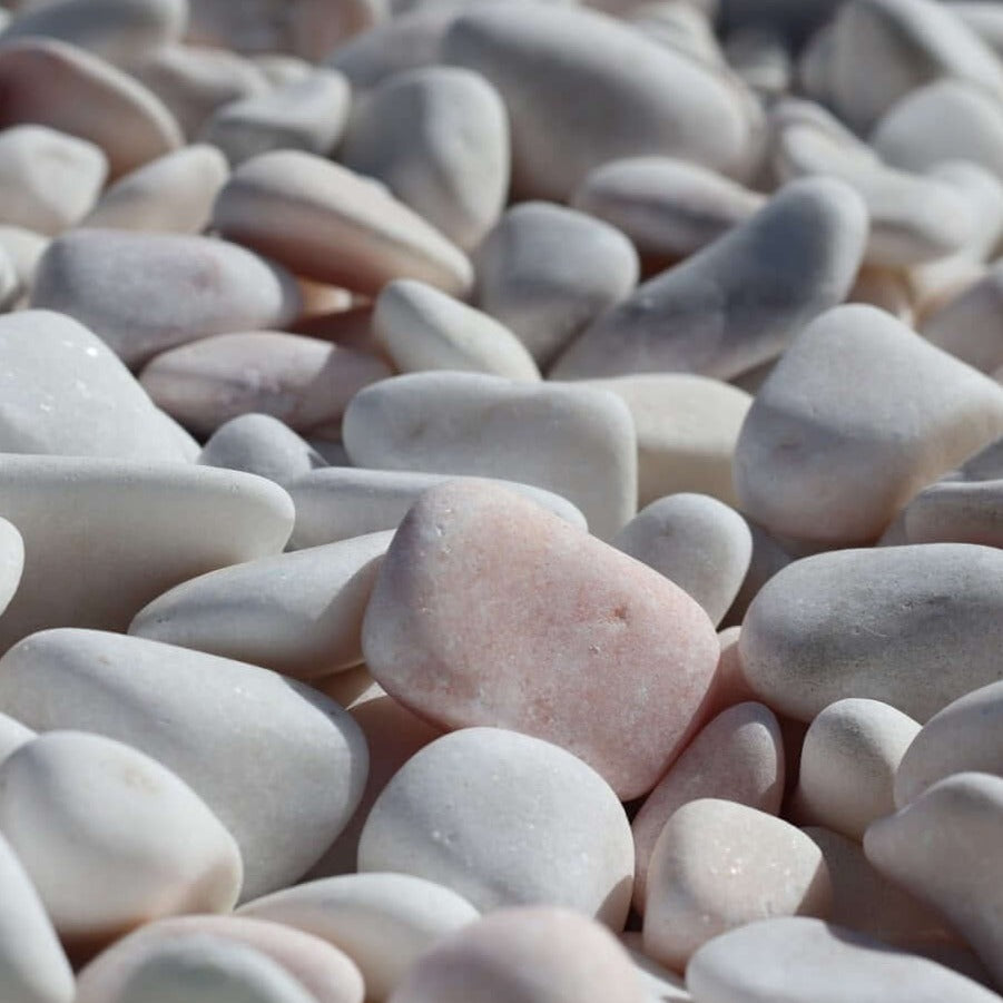 Canto rodado Blanco Rosa Blanco, Cantos rodados, Colores Claros, Exclusivo, Exteriores, Rosa