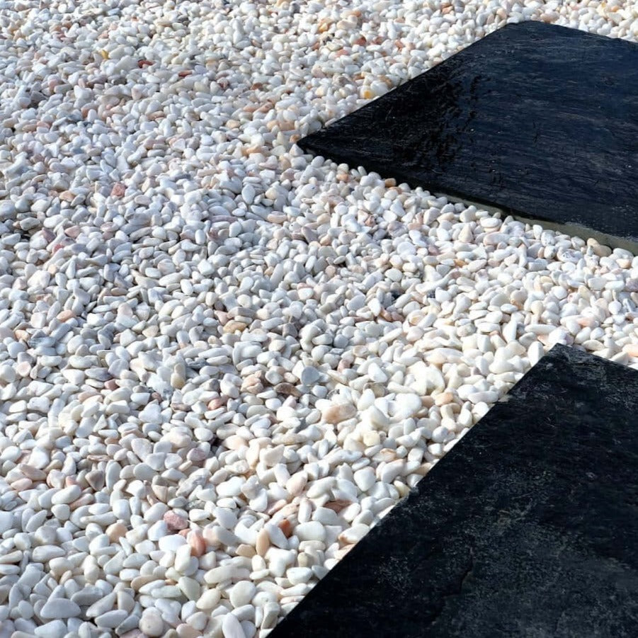 Canto rodado Blanco Rosa Blanco, Cantos rodados, Colores Claros, Exclusivo, Exteriores, Rosa