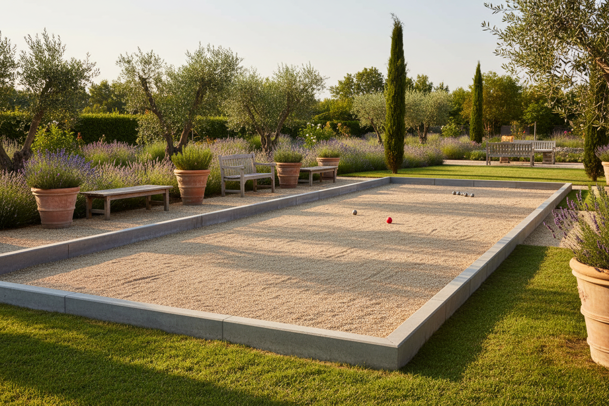Bordillo de hormigón gris para separar césped y parterres - Vetonek