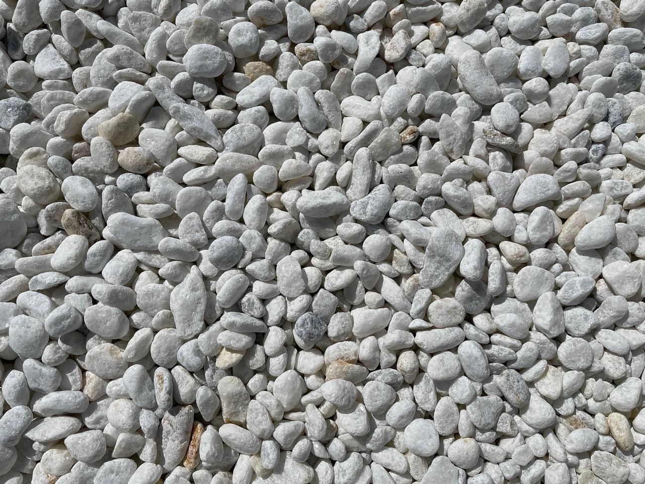 Canto rodado Blanco Macael Vetonek piedra jardin